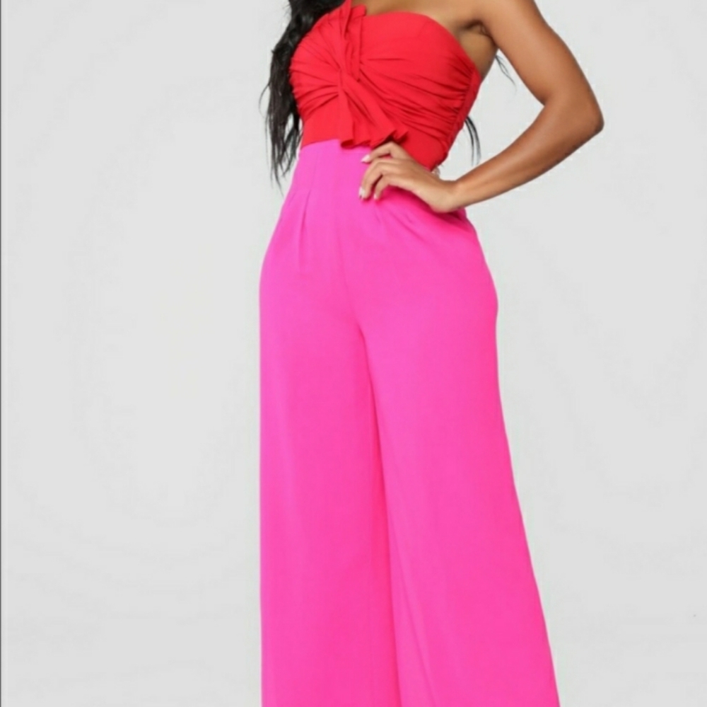 NWOT  Fashionnova colorblock jumpsuit size M